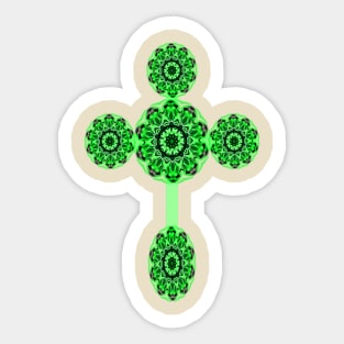 Cross in Green Sticker